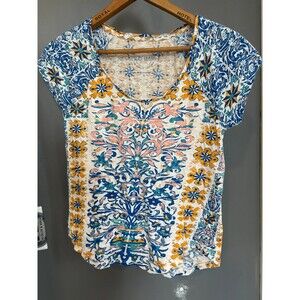 Lucky brand size small S modal cotton boho batik dyed t shirt top